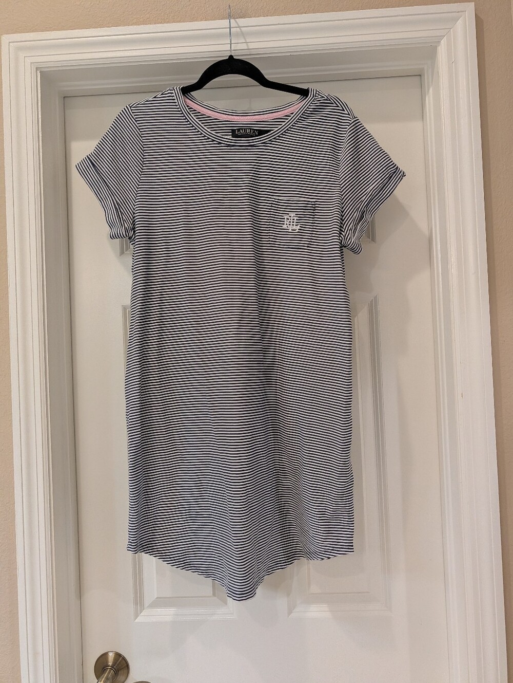 Lauren Ralph Lauren Black Label Striped Cotton Nightshirt Size Large